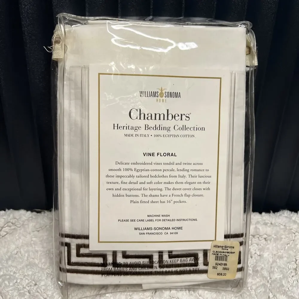 Williams Sonoma Chambers Heritage Bedding Classic Greek-Key Boudoir Sham 12x16”
